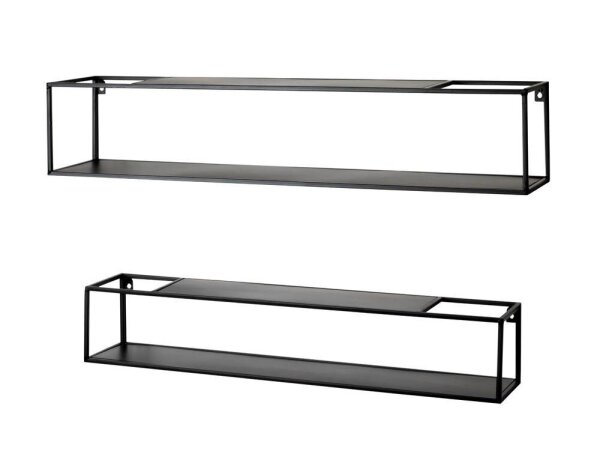 HAKU Möbel Wandregale-Set schwarz 75,0/85,0 x 14,0/17,0 x 14,0/17,0 cm, 2 St.