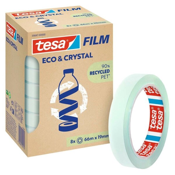 tesa ECO & CRYSTAL Klebefilm transparent 19,0 mm x 66,0 m 8 St.