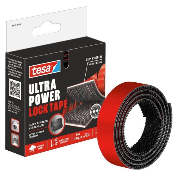 tesa Klettband Ultra Power Lock Tape schwarz, 1 St.