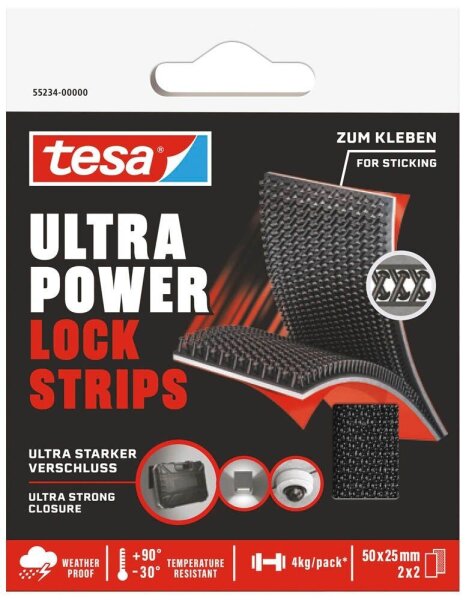 tesa Klettband Ultra Power Lock schwarz, 4 St.