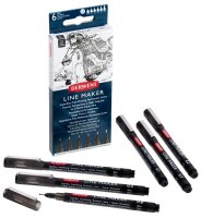 DERWENT Line Maker Fineliner-Set schwarz, 6 St.