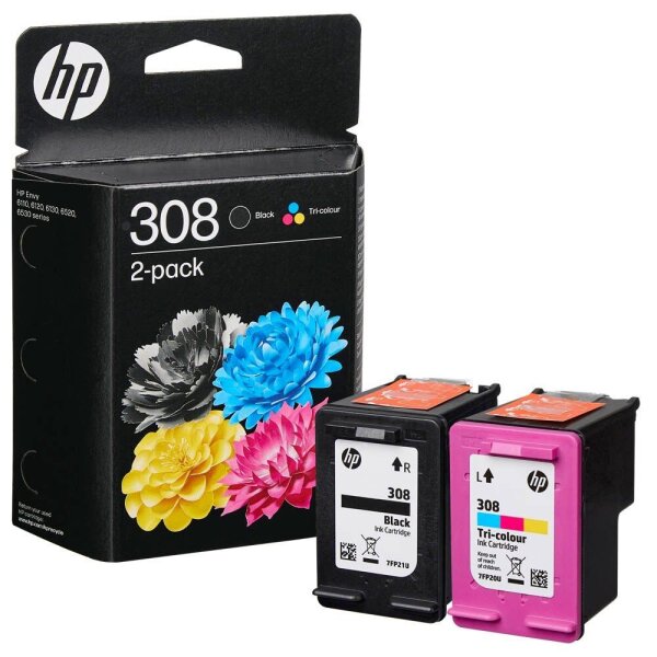 HP 308(6L6S6UE) schwarz, color Druckerpatronen, 2er-Set