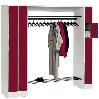 CP Garderobe mit Schließfächern Serie 8070 lichtgrau, rubinrot 80730-00 S10004, 15 Schließfächer 210,0 x 48,0 x 195,0 cm