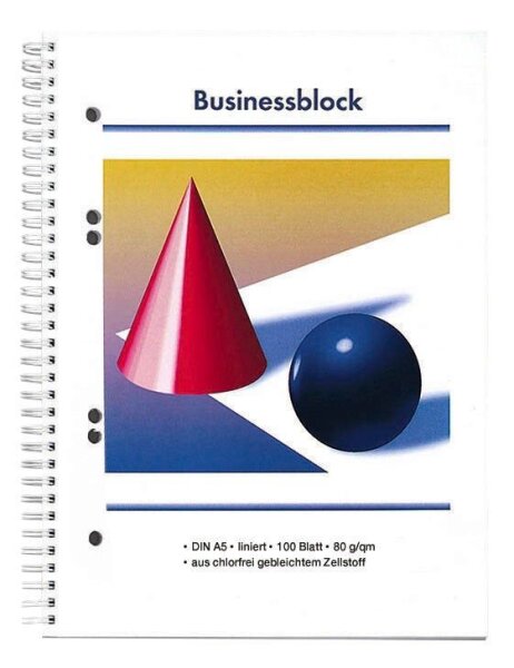 Collegeblöcke Kugel und Kegel Kleinformat liniert DIN A5 Innenrand, 5 Blöcke