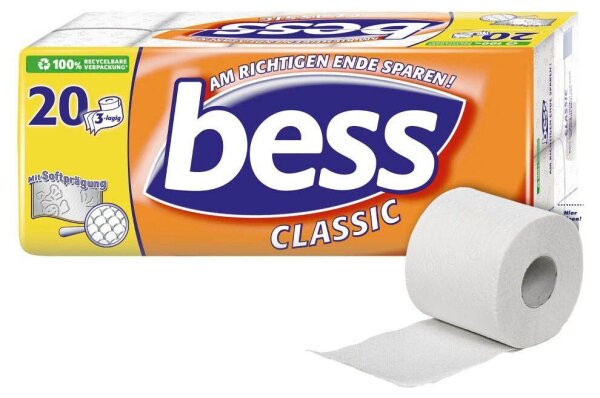 bess Toilettenpapier CLASSIC 3-lagig, 20 Rollen