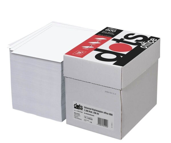 dots Kopierpapier office 800 DIN A4 75 g/qm 2.500 Blatt Maxi-Box