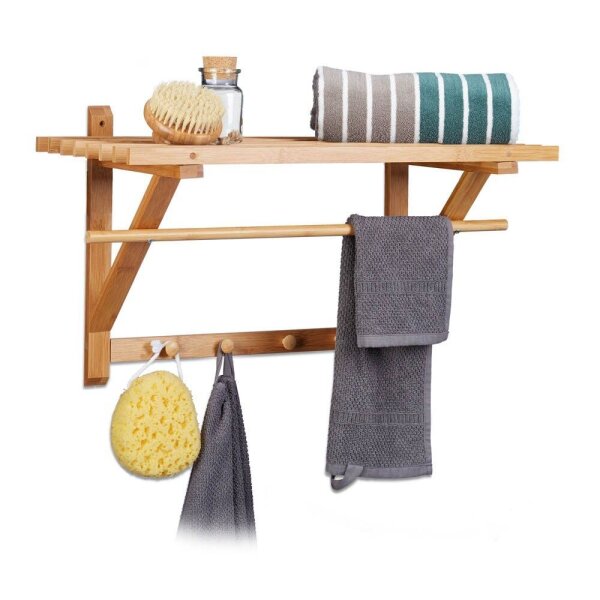 relaxdays Wandgarderobe braun Holz 4 Haken 60,0 x 30,0 cm  ( 10017155_0 )