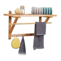 relaxdays Wandgarderobe braun Holz 4 Haken 60,0 x 30,0 cm...