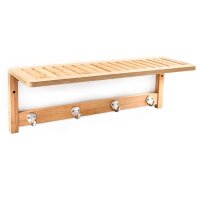 relaxdays Wandgarderobe braun Holz 4 Haken 50,0 x 18,0...