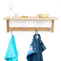 relaxdays Wandgarderobe braun Holz 4 Haken 50,0 x 18,0...