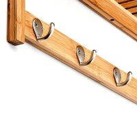 relaxdays Wandgarderobe braun Holz 4 Haken 50,0 x 18,0 cm, 1 St.