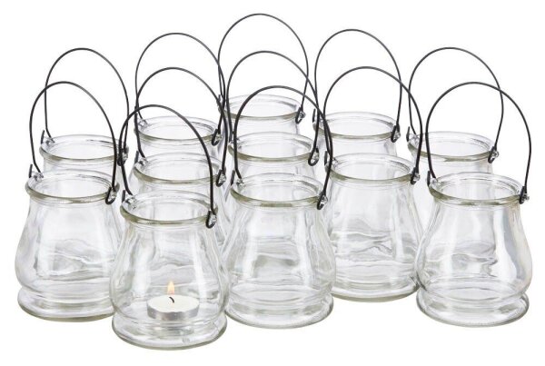 relaxdays Windlichter transparent, 12 St.