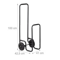 relaxdays Kaminholzwagen schwarz 41,0 x 42,5 x 100,0 cm