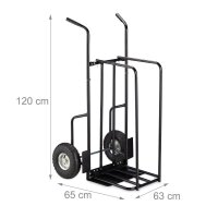 relaxdays Kaminholzwagen schwarz 63,0 x 65,0 x 120,0 cm