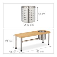 relaxdays Küchen-Organizer braun, silber 55,0 x 18,0 x 21,0 cm, 1 St.