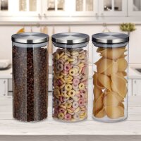 relaxdays Vorratsdosen 22,0 cm hoch transparent 1,3 l, 3 St.