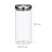 relaxdays Vorratsdosen 22,0 cm hoch transparent 1,3 l, 3 St.