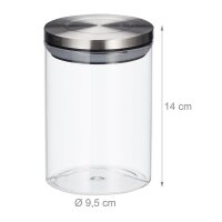 relaxdays Vorratsdosen 14,0 cm hoch transparent 0,6 l, 3 St.