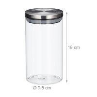relaxdays Vorratsdosen 18,0 cm hoch transparent 1,0 l, 3 St.