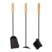 relaxdays Kaminbesteck schwarz, braun, 1 St.
