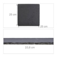 relaxdays Schieferplatten anthrazit 25,0 x 25,0 cm, 6 St.