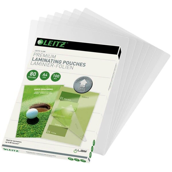 LEITZ Laminierfolien UDT glänzend für A4 80 micron, 100 St.