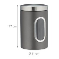 relaxdays Vorratsdose 17,0 cm hoch grau 1,4 l, 1 St.