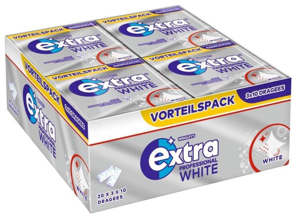 extra® PROFESSIONAL WHITE Kaugummis 20x 3x10 Dragees, 20 St.