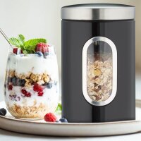 relaxdays Vorratsdose 17,0 cm hoch schwarz 1,4 l, 1 St.