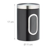 relaxdays Vorratsdose 17,0 cm hoch schwarz 1,4 l, 1 St.