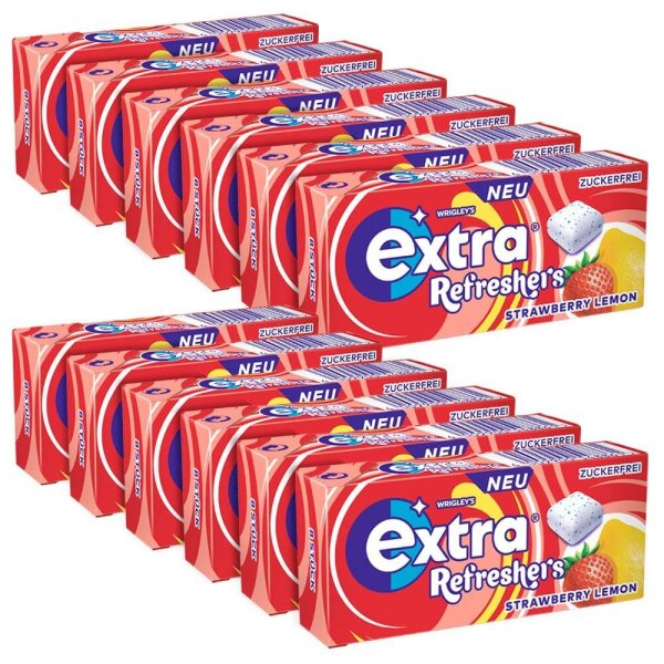 extra® Refreshers STRAWBERRY LEMON Kaugummis 12x 8 Dragees, 12 St.