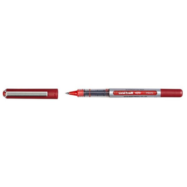 uni-ball eye micro UB-150E Tintenroller silber 0,2 mm, Schreibfarbe: rot, 12 St.