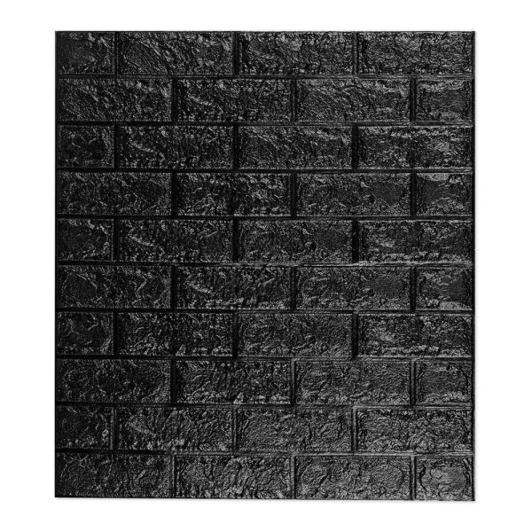 relaxdays Wandpaneele selbstklebend, schwarz 70,0 x 78,0 cm, 5 St.