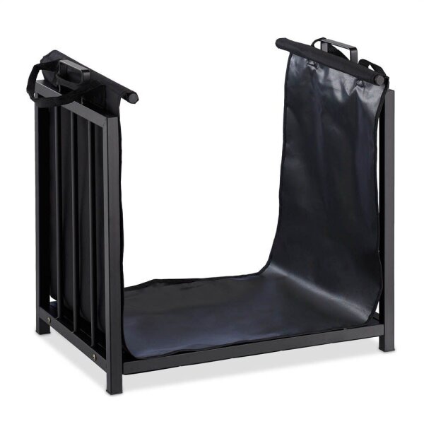 relaxdays Kaminholzkorb schwarz 51,0 x 37,0 x 50,0 cm, 1 St.
