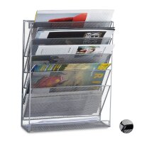relaxdays Wandprospekthalter silber DIN A4 quer 6...