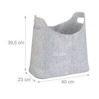 relaxdays Kaminholztasche 20,0 l hellgrau 40,0 x 23,0 x...