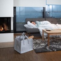 relaxdays Kaminholztasche 50,0 l hellgrau 43,0 x 36,5 x 34,5 cm, 1 St.