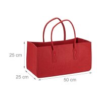 relaxdays Kaminholztasche 27,0 l rot 25,0 x 50,0 x 25,0 cm, 1 St.