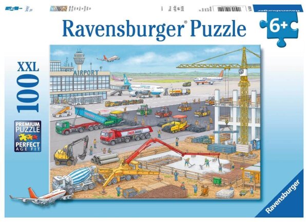 Ravensburger XXL Baustelle am Flughafen Puzzle, 100 Teile