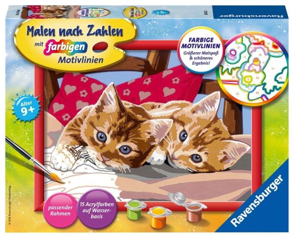 Ravensburger Malen-nach-Zahlen Zwei Schmusekätzchen mehrfarbig