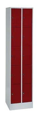 CP Schließfachschrank S 2000 Classic lichtgrau, rubinrot 80700-20 S10003, 10 Schließfächer 46,0 x 48,0 x 195,0 cm