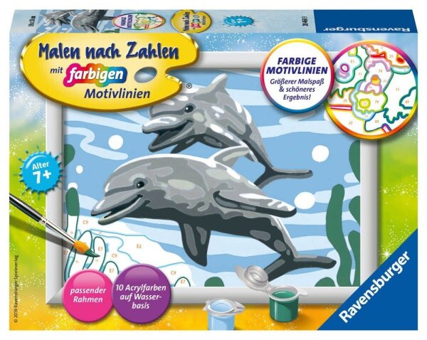 Ravensburger Malen-nach-Zahlen Freundliche Delfine mehrfarbig