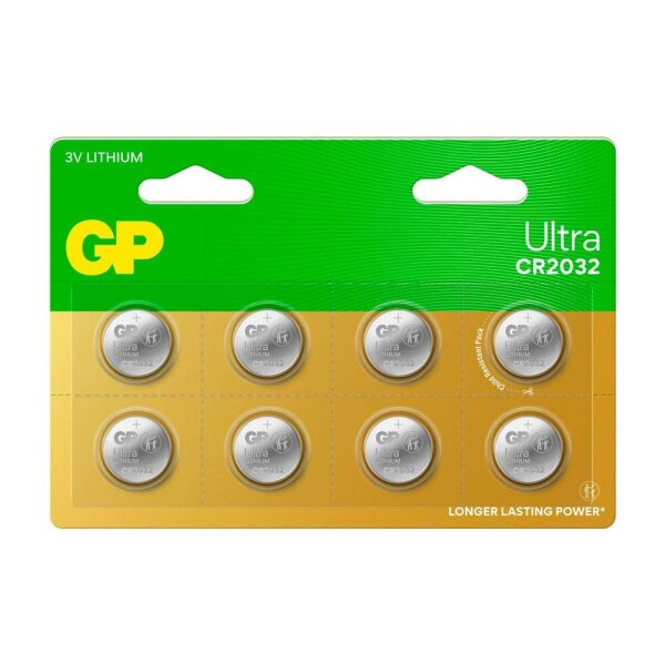 GP Knopfzellen CR2032 Lithium 3,0 V, 8 St.