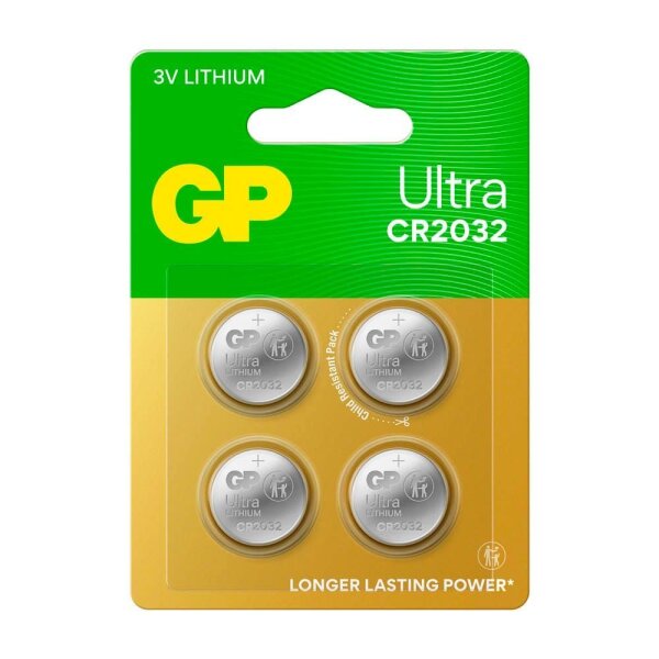 GP Knopfzellen CR2032 Lithium 3,0 V, 4 St.