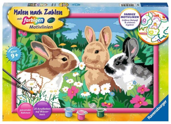 Ravensburger Malen-nach-Zahlen Putzige Häschen mehrfarbig