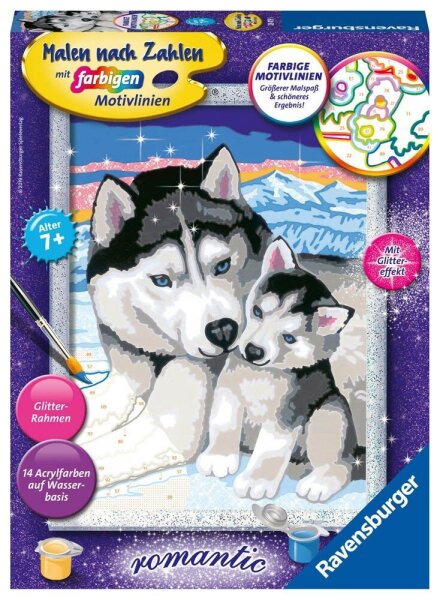 Ravensburger Malen-nach-Zahlen Husky Kuss mehrfarbig