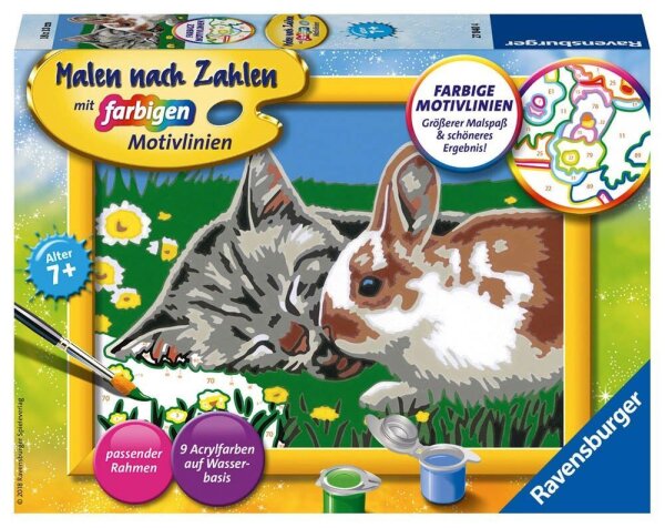 Ravensburger Malen-nach-Zahlen Kätzchen und Häschen mehrfarbig