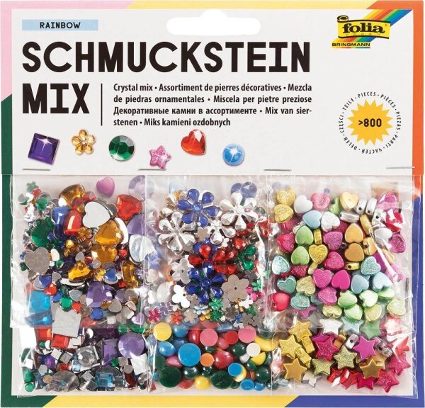 folia Schmucksteine mehrfarbig Basic 800 Teile, 1 Pack
