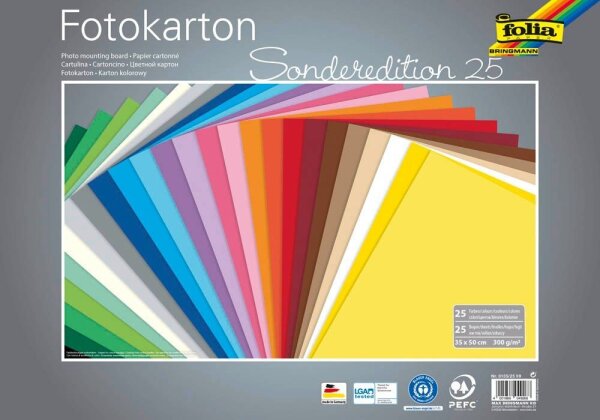 folia Fotokarton farbsortiert 300 g/qm 25 Bogen