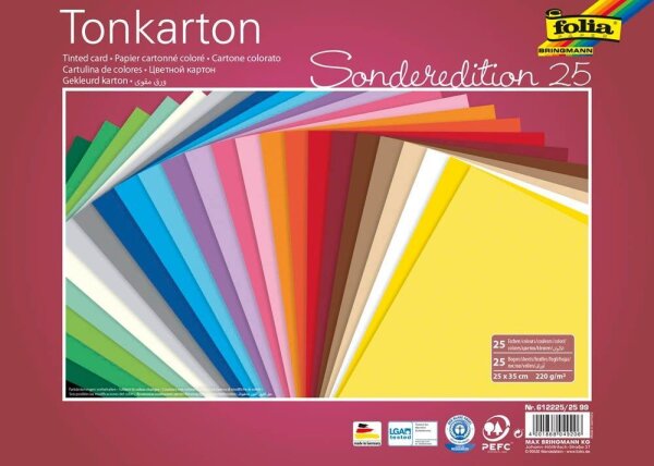 folia Fotokarton Sonderedition 25 farbsortiert 220 g/qm 25 Bogen